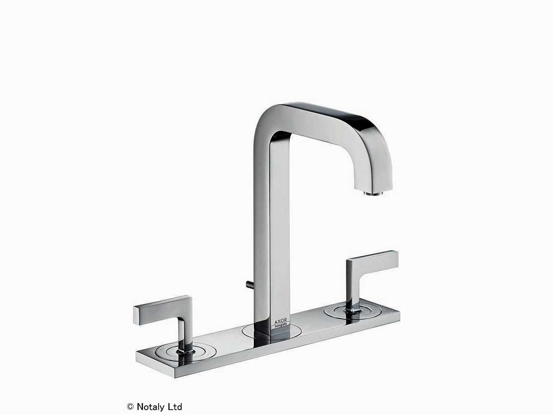 סוללת 3 חורים לכיור רחצה,פייה 170/140 עם פלטה,ידיות ישרות,כולל ונטיל  סדרת אקסור ציטריו 3