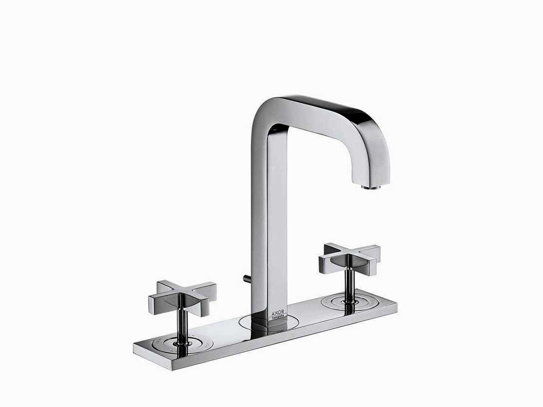 סוללת 3 חורים לכיור רחצה,פייה 170/140 עם פלטה,ידיות צלב,כולל ונטיל  סדרת אקסור ציטריו 3