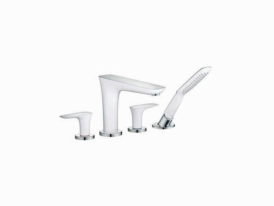 סט 4 חורים מדופן אמבטיה בגוון כרום הכולל מזלף, פיית מילוי ושתי ידיות מסדרת פורה וידה 3