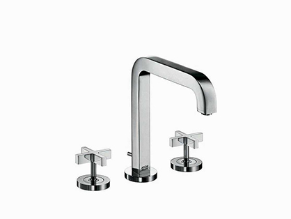 סוללת 3 חורים לכיור רחצה,פייה 170/205 עם רוזטות נפרדות,ידיות צלב,כולל ונטיל  סדרת אקסור ציטריו