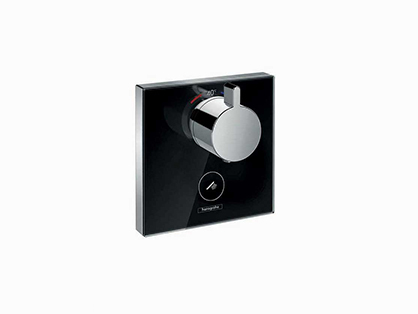 ערכה חיצונית לתרמוסטט שליטה ביציאת מים תחתונה סד' סלקט בגימור זכוכית שחורה דורש חלק פנימי 0180018