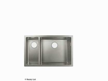 כיור נירוסטה מפוצל במידה פנימית 450X400 מ"מ + 180X400 מ"מ להתקנה תחתונה