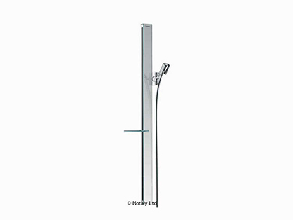 מוט למקלחת באורך 90 סמ בגימור זכוכית/כרום כולל סבוניה מזכוכית וצינור באורך 1.6 מ'